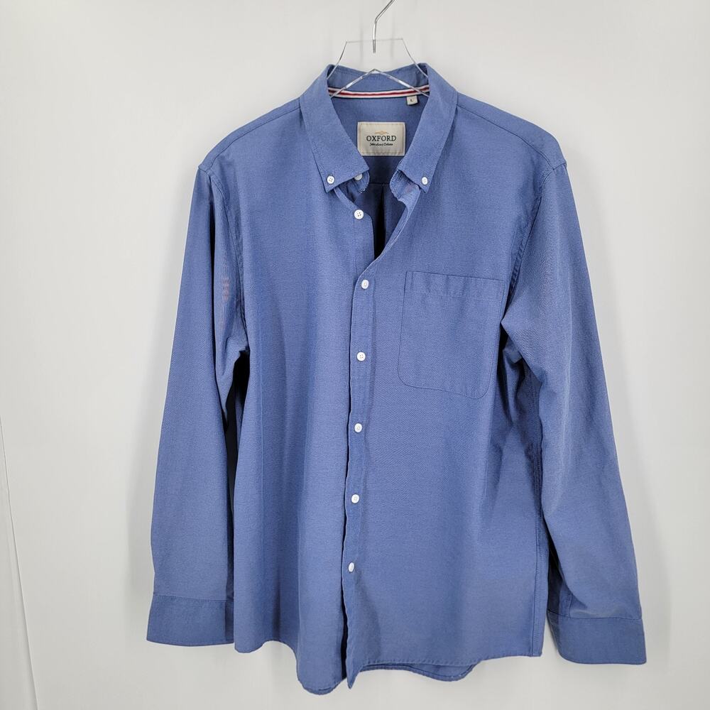 Oxford Shirt Mens Large Blue Button Down Luxury Collection